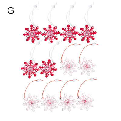 

12pcs Wooden Bell Snowflake Mini Christmas Ornament Xmas Tree Hanging Decor