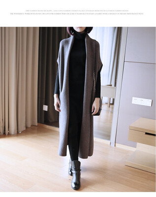 

Autumn&winter knitted cardigan ladies 2018 new large size womens clothing style brand long sleeveless sweater coat