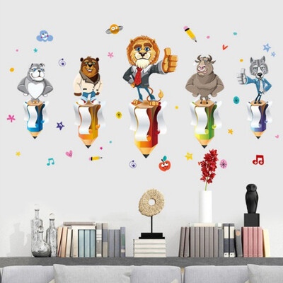 

Cartoon Animal Pattern Wall Stickers Self-Adhesive Removable Peel&Stick Wallpaper Decal Applique Background Decoration