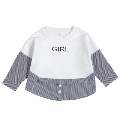 

Spring Autumn Girls Long-sleeved Sweatshirts 1-5 Years Old Children Black White Striped Sweatshirts Childrens Clothing