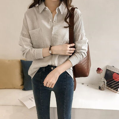 

Spring Autumn Women Blouse Long Sleeve Work Shirts Women office Tops Striped Blouse
