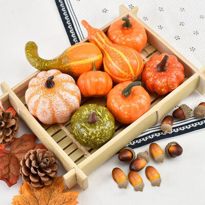 

Fall Harvest Decor Props Artificial Mini Pumpkin Gourd Acorn Berries Maple Leaf Halloween Decoration Party Props
