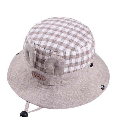 

New Childrens Hats Boys Girls Plaid Fisherman Hat Baby Caps Kids Casual Sun Cap