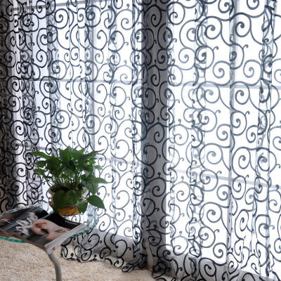 

Window Sun-Shading Curtains 1M2M Sheer Voile Tulle For Bedroom Living Room Printed Tulip Pattern Elegant And Generous