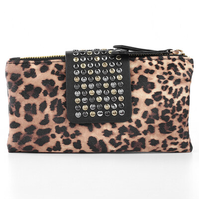 

Women Rivet Zipper Wallet Holder Card Coin Clutch Purse Wristlet Evening Bag