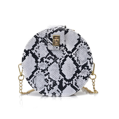 

2019 Women Girls All-match Imitation Snakeskin Print Small Round Bag Elegant New Style Fashion Design Shoulder Cross body Bag