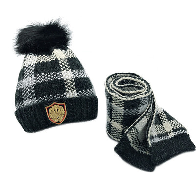 

2pc Warm winter baby hats Knitted Earflap Hat&Scarf Set Casual Kids Warm Beanies Warm Caps baby hats for girls boy