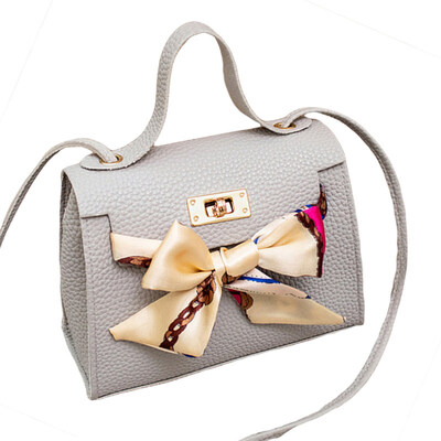 

Ribbon Bow Solid Color Handbag Women Turn Lock Faux Leather Crossbody Sling Bag