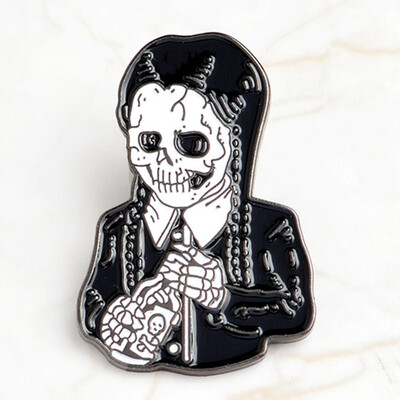 

1pc Cool Skull Enamel Brooches Skeleton Punk Goth Pins Clothing Decor Jewelry