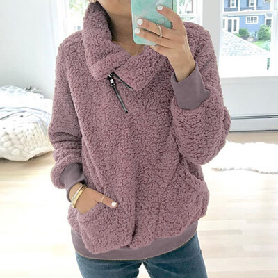 

Tailored Women Warm Winter Top Zipper Sweatshirt Ladies Pullover Jumper Blouse Outwear