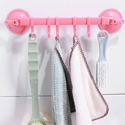 

Locking type suction cup Bathroom Kitchen Wall Mounted Towel Rack 6 hook