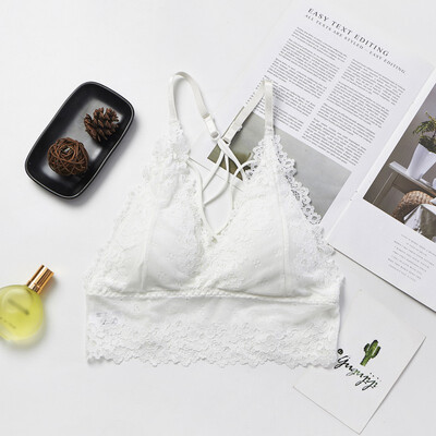 

WEIXINBUY Women Lace Beauty Strap Sexy Camis Chest Pad Summer Crop Tops Sexy Gathered Push Up Women Tank Tops F5