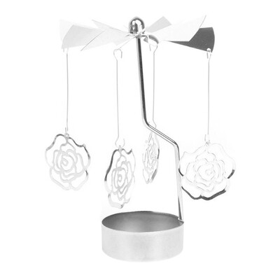 

Hot Spinning Rotary Metal Carousel Tea Light Candle Holder Stand Light Xmas Gift