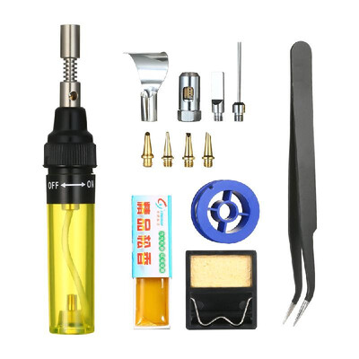 

13 in 1 13Pcs Soldering Iron Kit 26ml Full Electronics Set Pen Welding Tool Car Repairing Gas Soldering Self-igniting Torch Outdoo