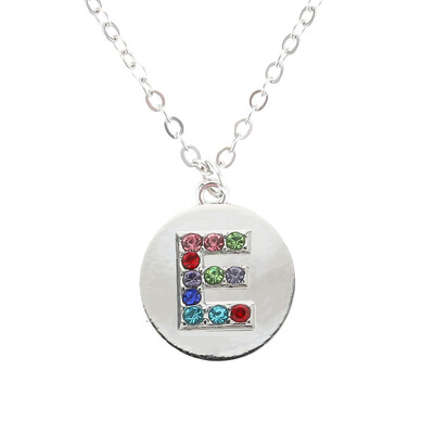 

Silver Alphabet Initial Letter A To Z Pendant Necklace Colorful Rhinestone Pendant Birthday Gifts Christmas Gifts For Women Girls