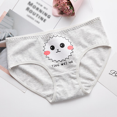 

2019 Womens Summer New Fashion Design Mid Rise Seamless Cotton Underwear Briefs Cartoon Print Cute Lingerie Ladies Underpants