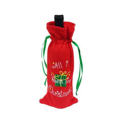 

Gobestart Red Wine Bottle Cover Bags Decoration Home Party Santa Claus Christmas
