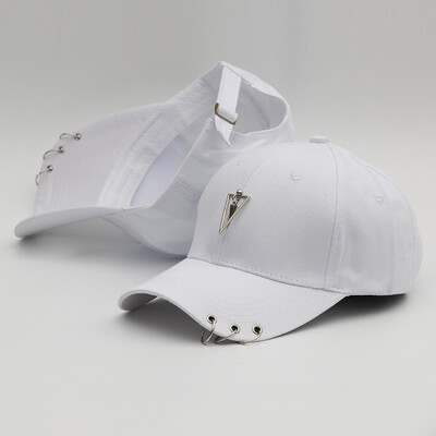 

New Cap Female Korean Chaopai Joker Student Stars with Spring&Summer Street Iron Ring Hip Hop Baseball Cap Male