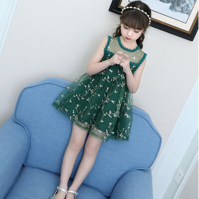 

Summer Casual Baby Girls Floral Pattern Sleeveless Dress Kids Toddler Pageant Mesh Sundress new