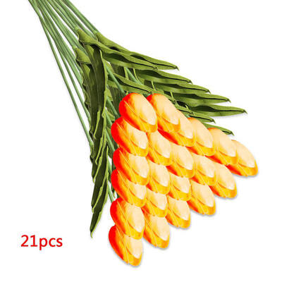 

21 mini tulips real touch wedding flower bouquet artificial silk flowers for home party decoration