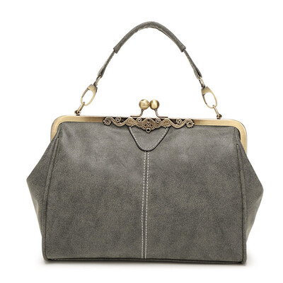 

Retro Matte Carved Kiss Lock Faux Leather Women Tote Handbag Crossbody Sling Bag