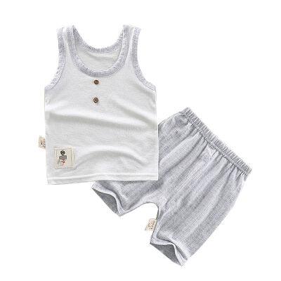 

Summer Baby Boys Girl Sleeveless Solid Print Tops T-shirt Vest Shorts Toddler Casual Outfits Sets