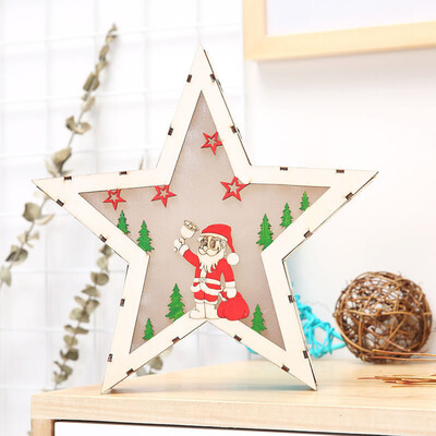 

Tailored Christmas LED Lights Wooden House Ornaments Holiday Room Decoration Xmas Lamp