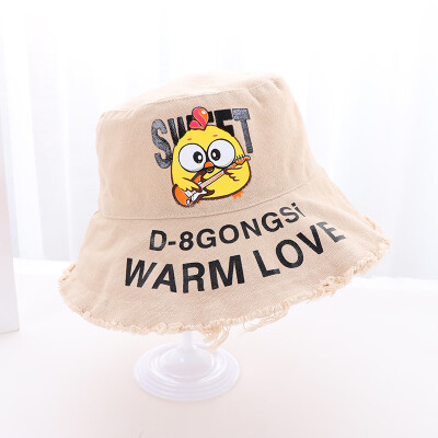

New Korean version of female summer fringed bonnet cartoon letters printing&dyeing fisherman bonnet sunshade sunscreen hat