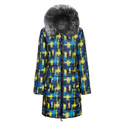 

Toponeto Womens Winter Print Long Down Cotton Ladies Hooded Coat Quilted Jacket Outwear