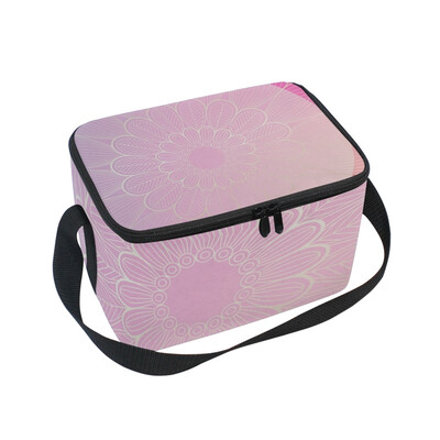 

ALAZA Insulated Lunch Box Pinke Retro Flower Lunch Bag for Men Women Portable Tote Bag Cooler Bag