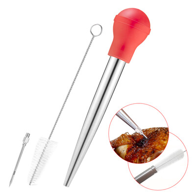 

Meat BBQ Turkey Cooking Stainless Steel Baster With Silicone Bulb Pump Tool SET1