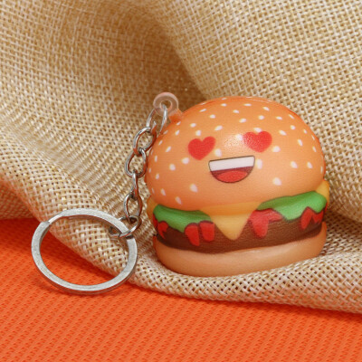 

Tailored Kawaii Cartoon Hamburger Slow Rising Cream Scented Keychain Stress Relief