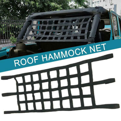

Black Roof Hammock Net Cargo Storage Grid 152cm43cm For Jeep Wrangler TJ JK JL
