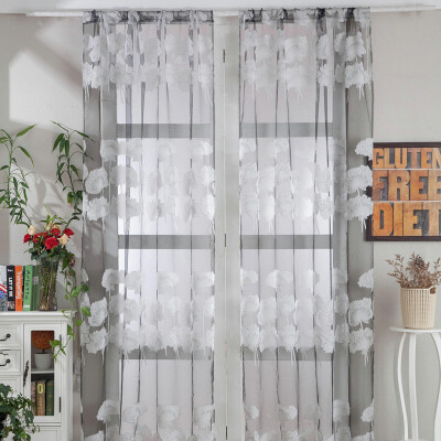 

Toponeto 1 PCS Leaves Tulle Door Window Curtain Drape Panel Sheer Scarf Valances