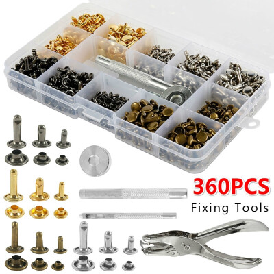 

240360 PcsSet Leather Rivets Double Cap Rivet Tubular Metal Studs 2 Sizes