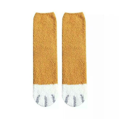 

Women Winter Fluffy Fuzzy Warm Slipper Socks Cute Meow Cat Paws Print Hosiery