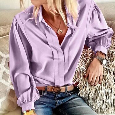 

Women Blouse Autumn Satin Blouse Blue Tops V Neck Elegant Fashion 2019 Long Sleeve Blouses Office Lady Femme Clothes