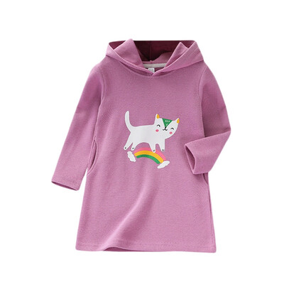 

Children Clothing Autumn Toddler Kids Baby Girls Cotton Cartoon Cat Print Cute Sweater Long Sleeves Casual Hat Collar Sweet Tops
