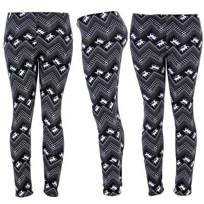 

Women Warm Winter Knit Snowflake Nordic Xmas Leggings Tight Fleece Stretch Pants