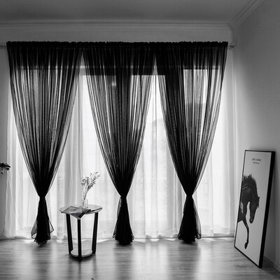 

Gobestart Leaves Sheer Curtain Tulle Window Treatment Voile Drape Valance 1 Panel Fabric