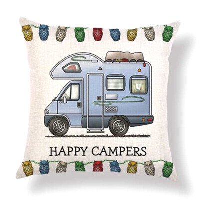 

Home Decor Ornate HAPPY CAMPERS Sofa Waist Throw Cushion Cover Pillow Case