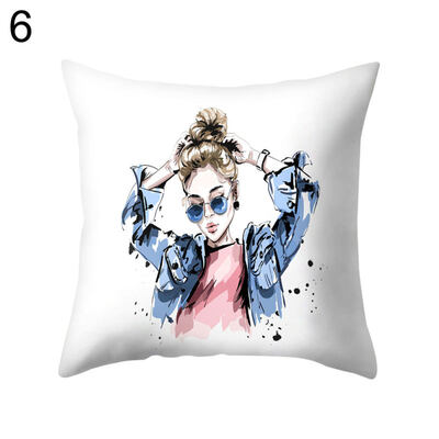

Fashion Cool Girl Lady Pillow Case Cushion Cover Sofa Bed Car Cafe Office Decor