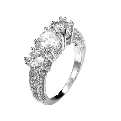 

New Arrival Size 6-10 White Sapphire Silver Wedding Band Ring 10KT White Gold Filled Jewelry