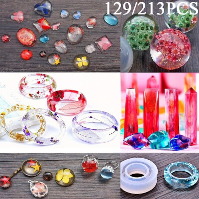 

129213Pcs Epoxy Resin Casting Kit Silicone Resin Moulds Silicone Making Jewelry Pendant Mould Kit