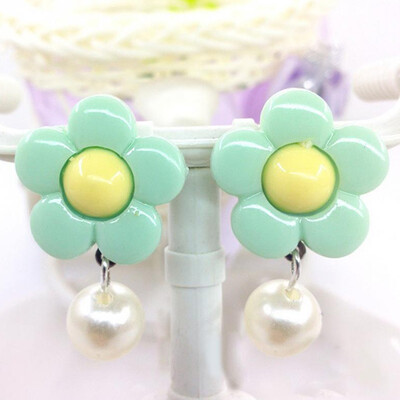 

1 Pair Ear Clip Korean Trendy Kid Children Flower Soft Cushion Ear Clip No Piercing Earring