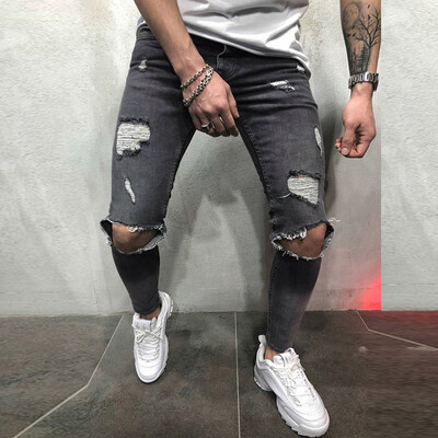 

Gobestart Mens Skinny Stretch Denim Pants Distressed Ripped Freyed Slim Fit Jeans Trousers