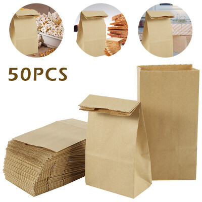 

50pcs Kraft Paper Bags Food Tea Small Gift Bag Sandwich Bread Bags Party Wedding Supplies Wrapping Gift Takeout Eco-friendly Bag