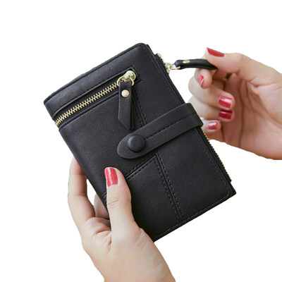 

Fashion Women Solid Color Multi Slots Short Wallet Faux Leather Clutch Purse