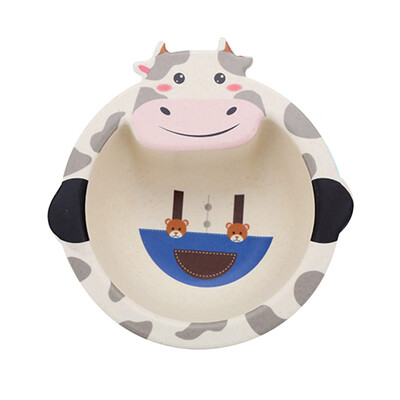 

Toponeto Bamboo fiber childrens cartoon bowl environmental protection baby cutlery