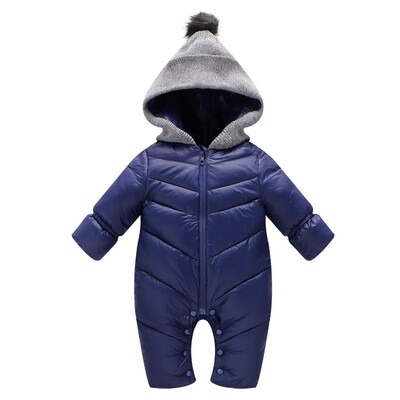 

Newborn baby rompers cute hooded Pure Colors baby jumpsuit fashion baby girl romper infant boys snowsuit cute kids winter
